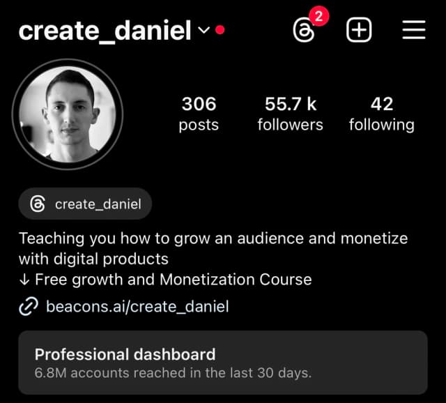 create daniel Instagram Profile